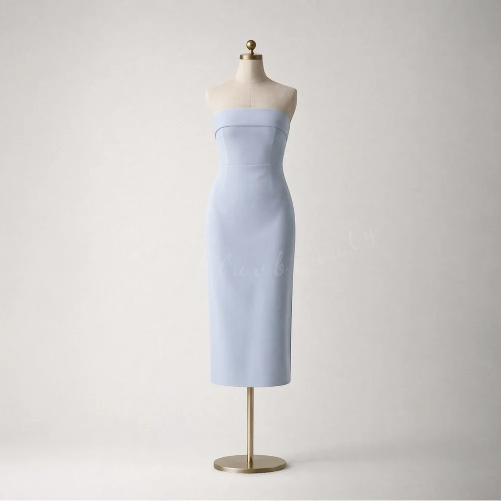 NWT Babaton FigureKnit Eyecatcher Strapless Midi Dress Dew Blue Aritzia L - Picture 6 of 6